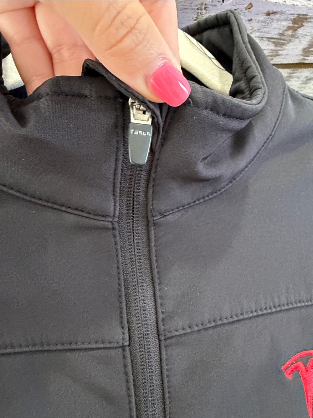 Tesla Black Softshell Windbreaker with Red Logo - Picture 8 of 9